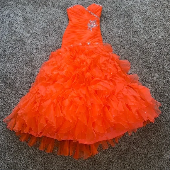 morilee orange prom dress Morilee Prom Style 48040 IN STOCK NEON ORANGE SIZE 12, NEON PINK SIZE KooKoo's Nest